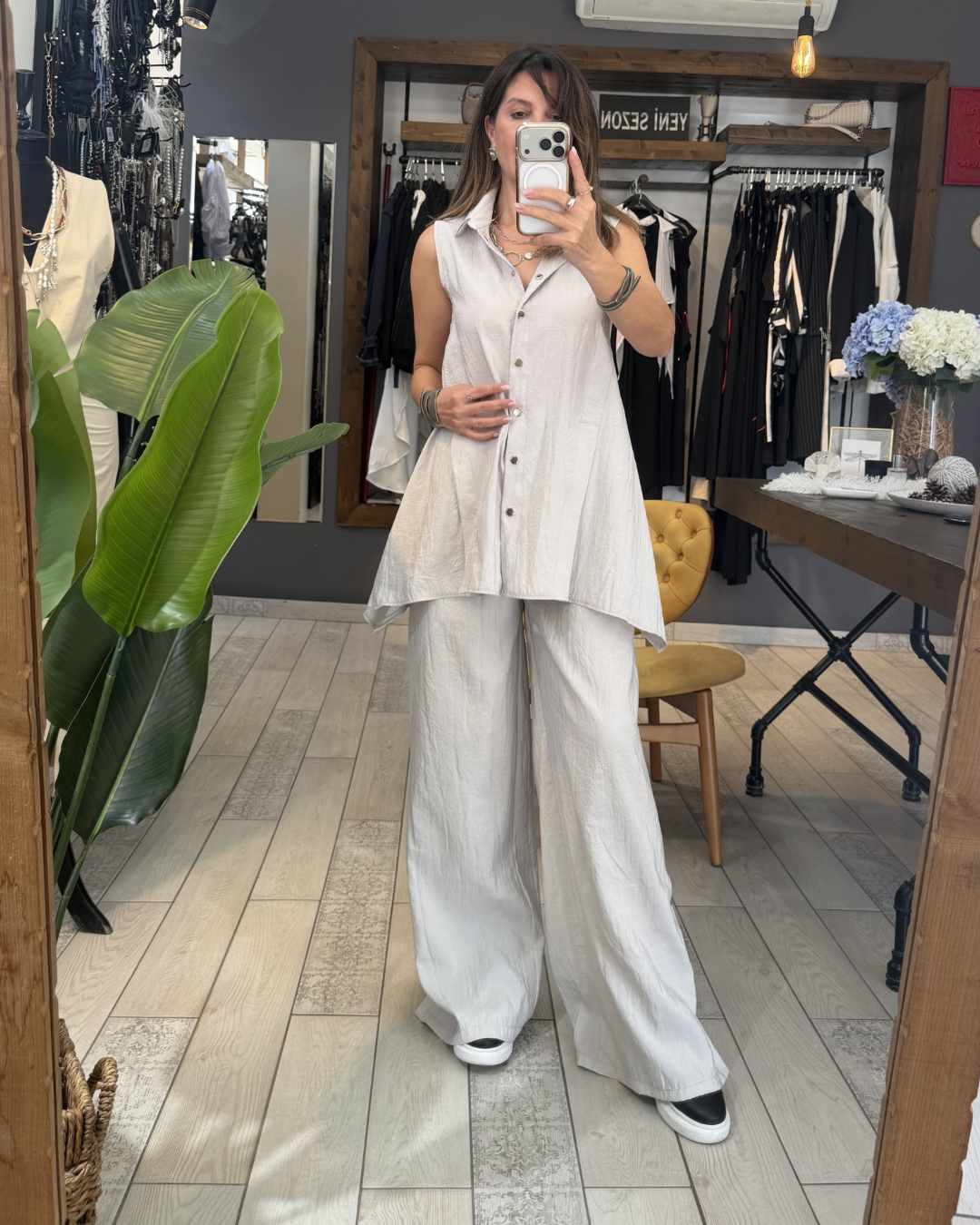 Blake Paçası Çıtçıtlı Pantolon (gümüş)