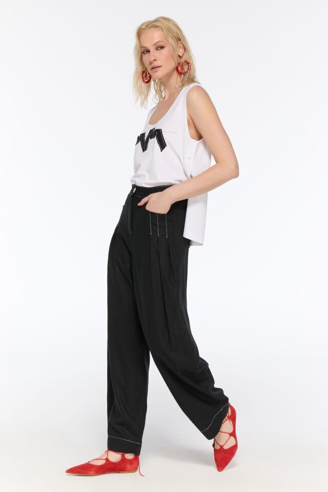 Yanı Düğmeli Basic Bluz (beyaz)