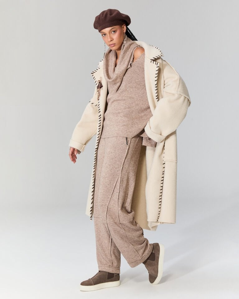 Santa Dikiş Detaylı Triko Pantolon (bej)