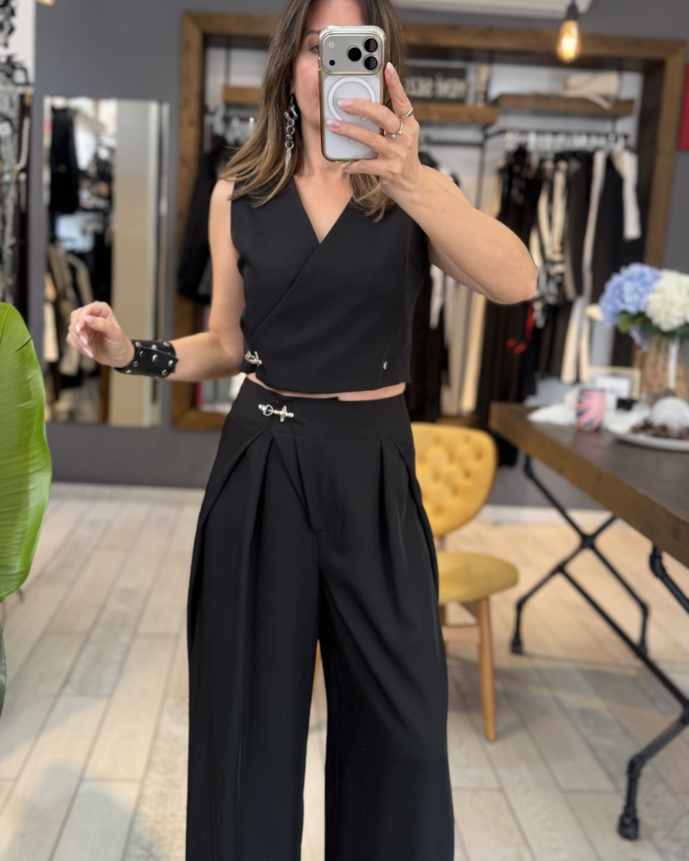 Valeria Toka Detaylı Pantolon (siyah)