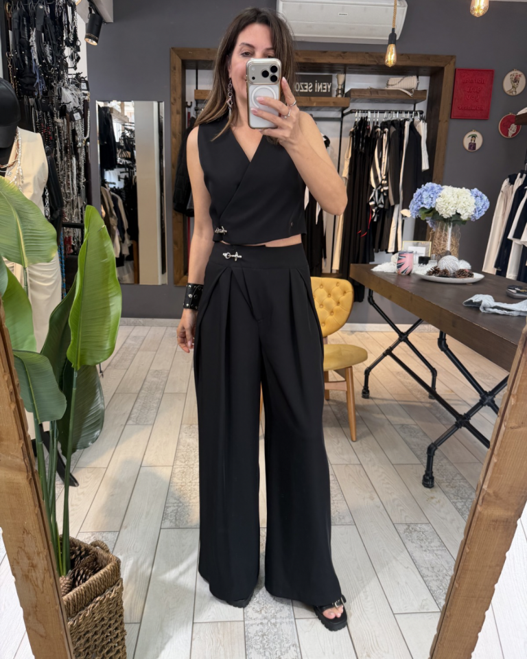 Valeria Toka Detaylı Pantolon (siyah)