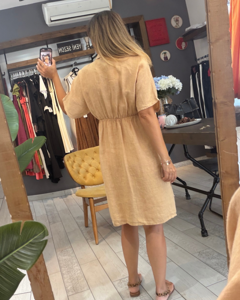 Well Anvelop Keten Elbise (camel)