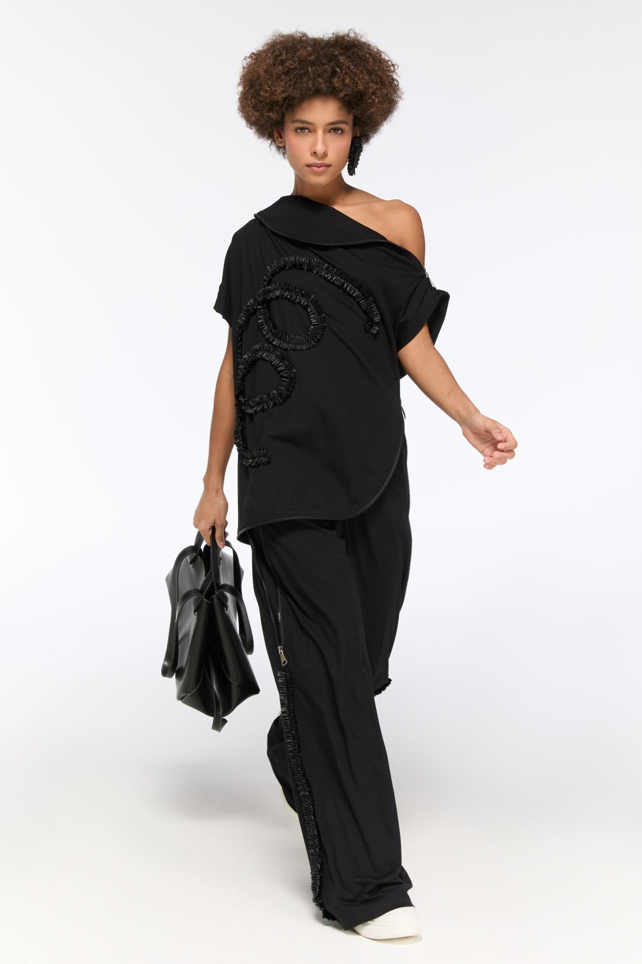 Bella Fermuar Detaylı Bluz (siyah)