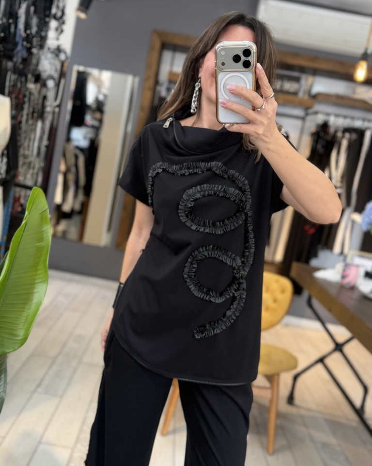 Bella Fermuar Detaylı Bluz (siyah)