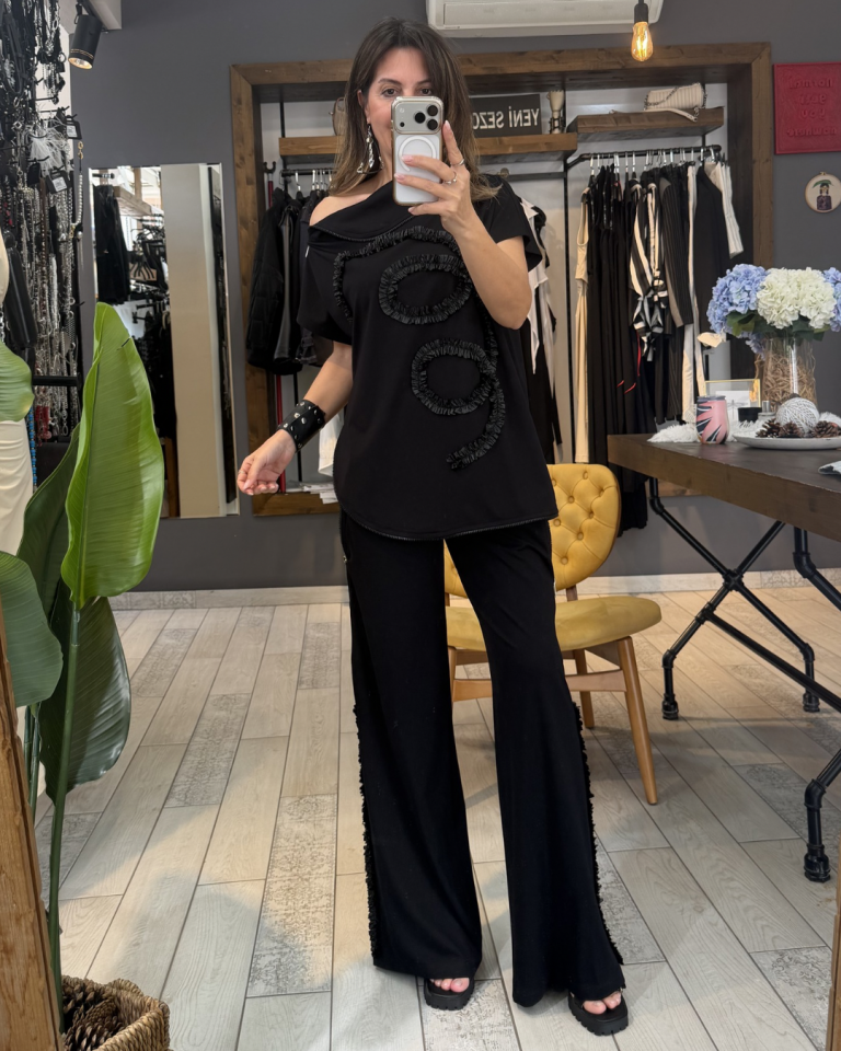 Bella Fermuar Detaylı Bluz (siyah)