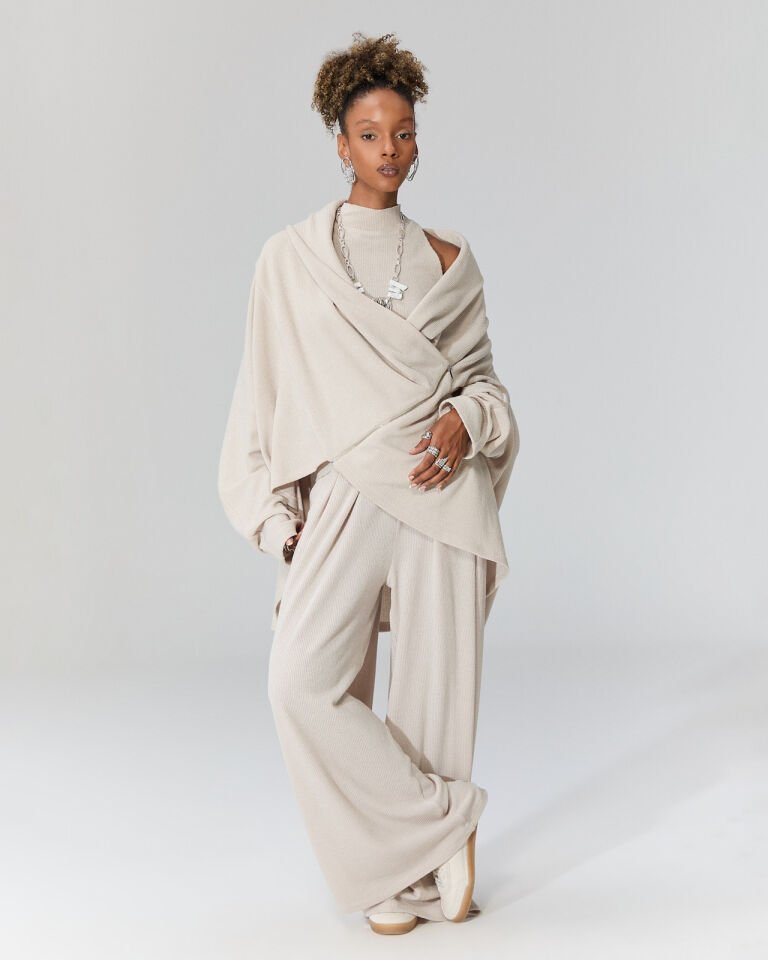 Bol Paça Triko Pantolon(bej)