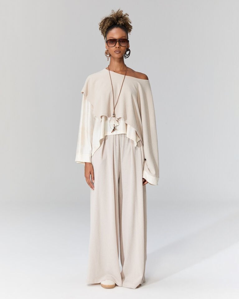 Bol Paça Triko Pantolon(bej)