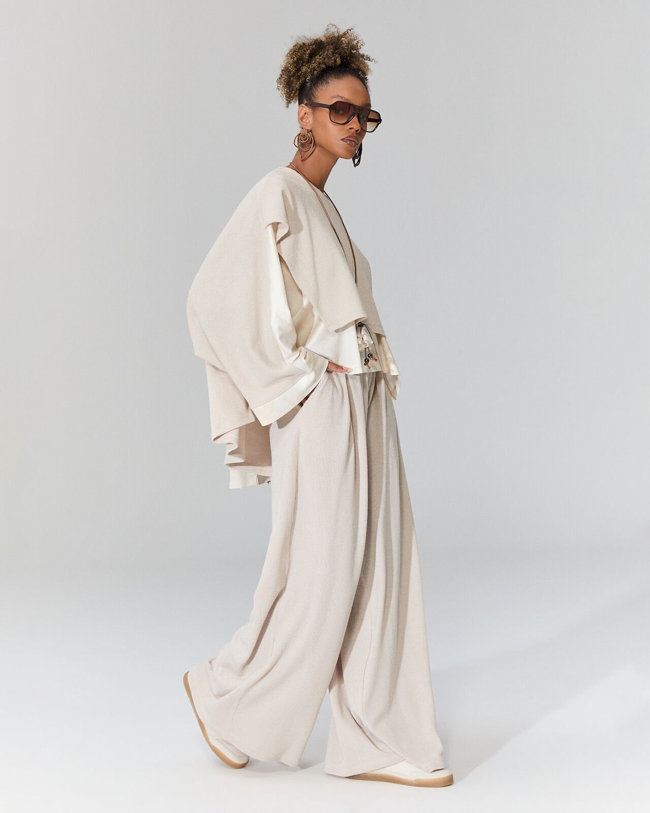 Bol Paça Triko Pantolon(bej)