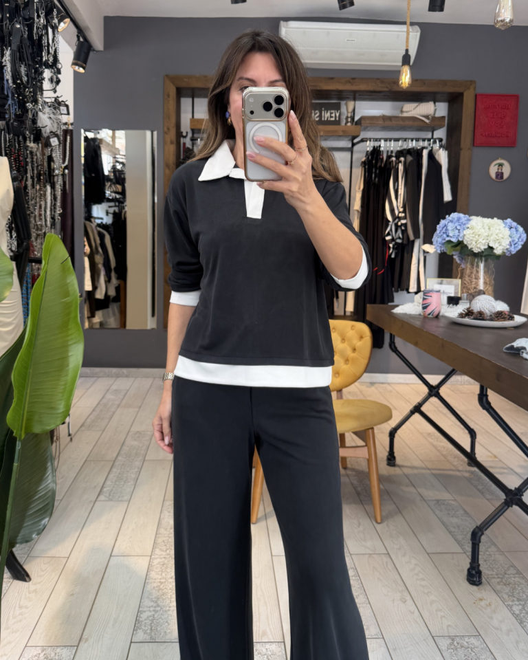 Kendal Yakalı Bluz (siyah)