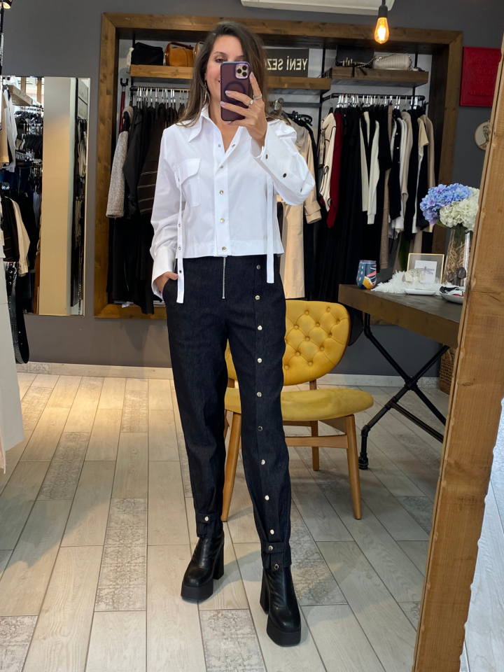 Pulma Çıtçıtlı Denim Pantolon (gri)