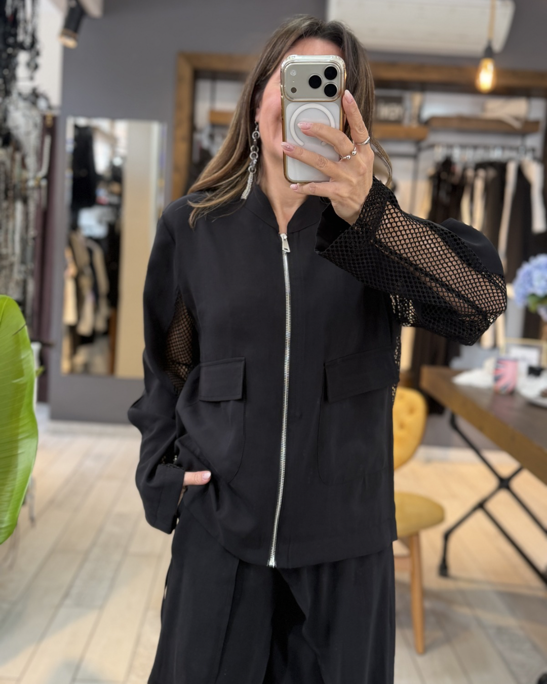 Jenner Sırtı File Tasarım Ceket (siyah)