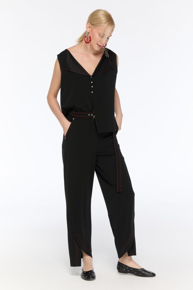 Mila Dikiş Detaylı Rahat Pantolon (siyah)