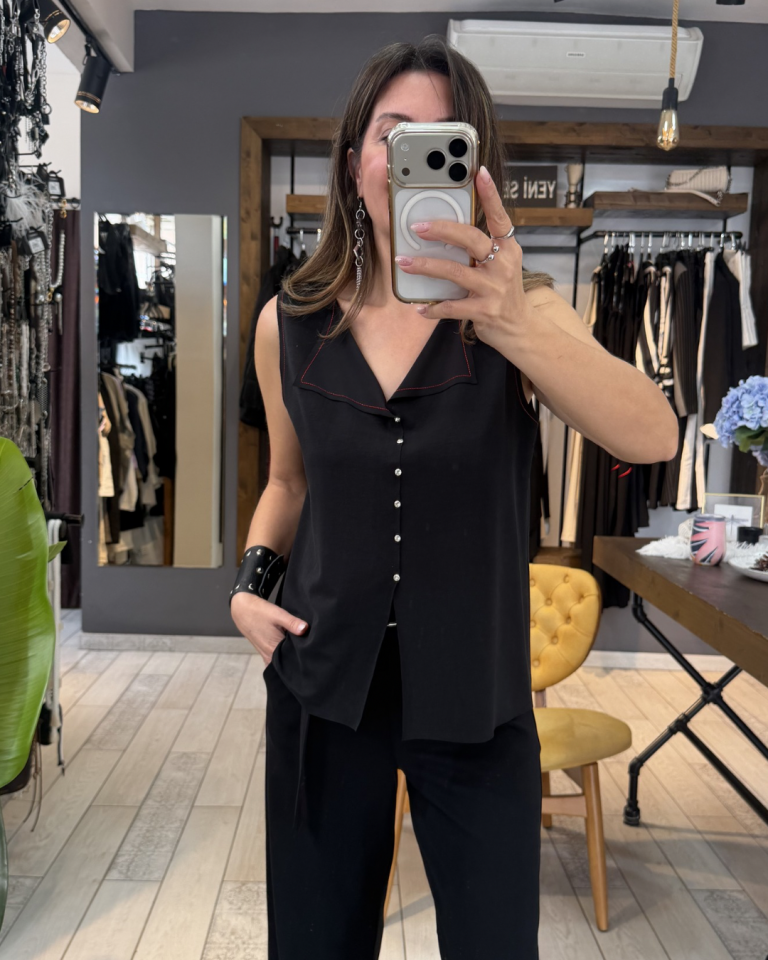 Mila Dikiş Detaylı Bluz (siyah)