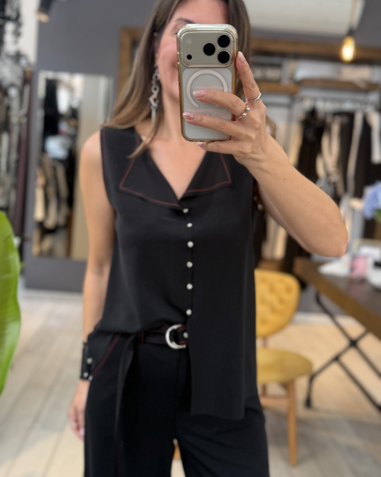 Mila Dikiş Detaylı Bluz (siyah)