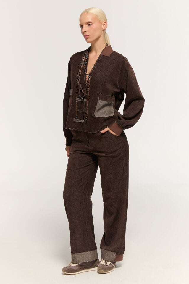 Mae Süslü Düğmeli Ceket (Kahve)