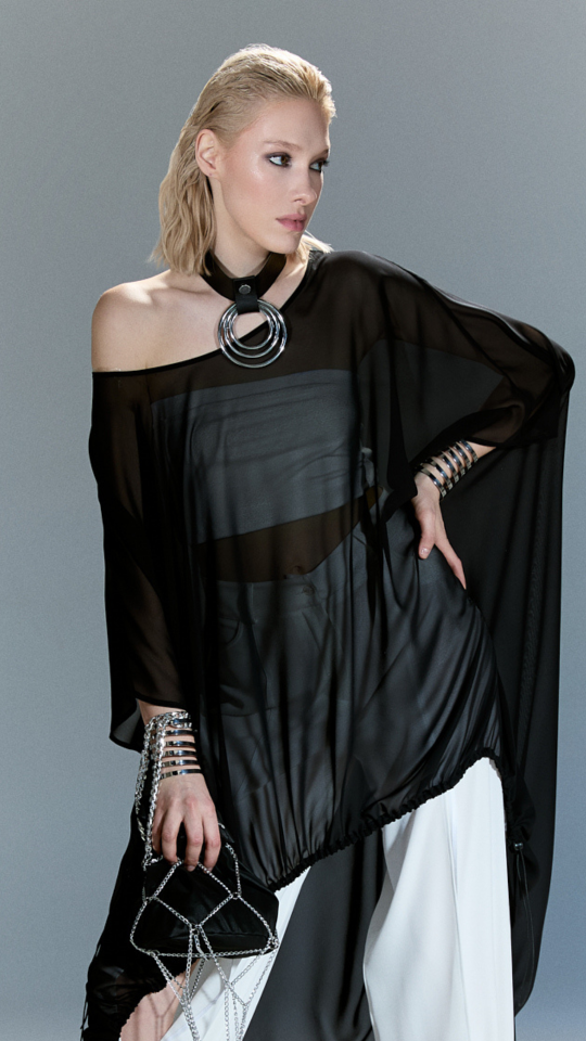 Metalli Deri Choker Kolye
