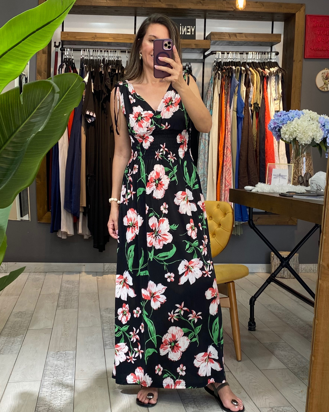 Desenli Maxi Elbise