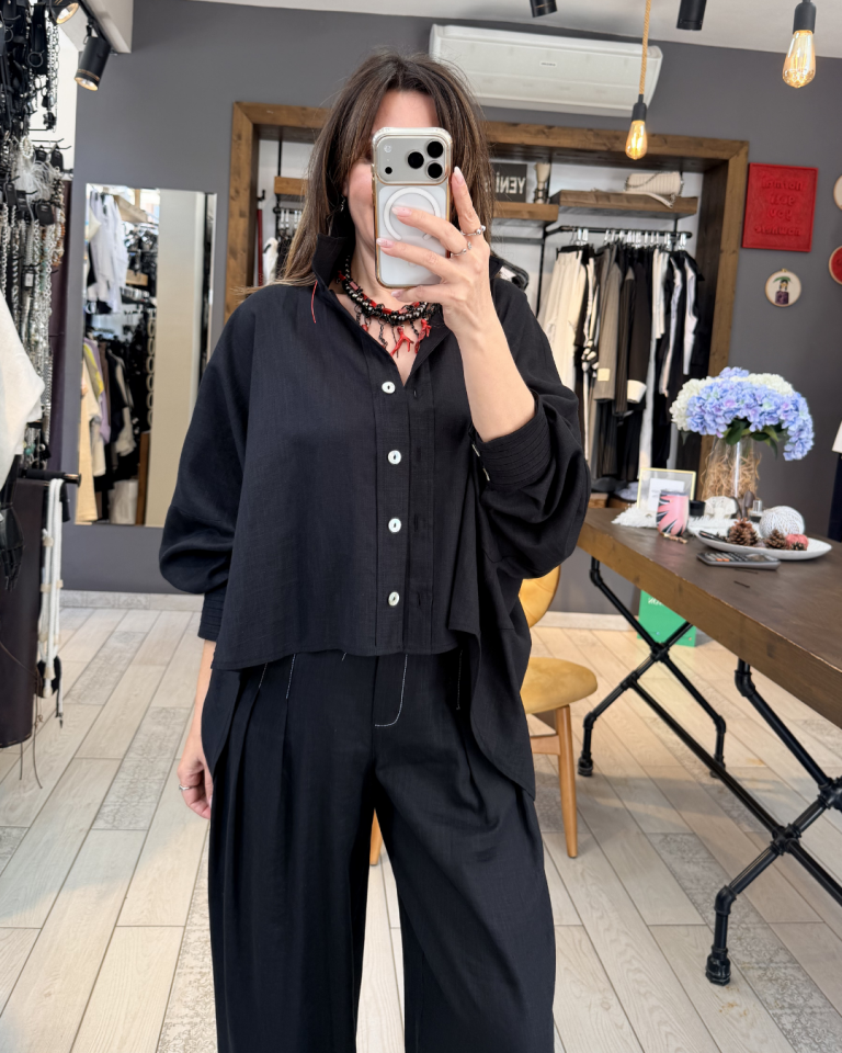 Alba Keten Gömlek/Ceket (siyah)