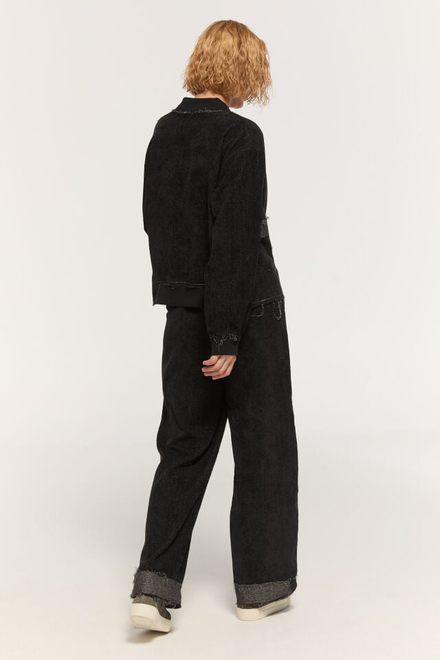Mae Paça Detaylı Pantolon (Siyah)