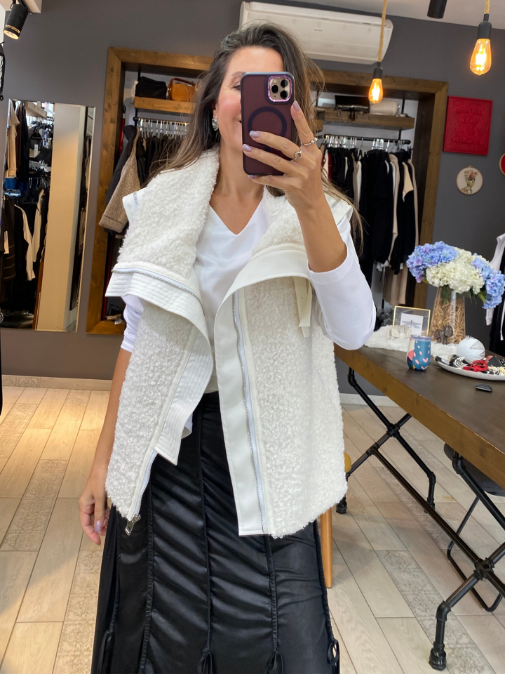 Aron Buklet Yelek (beyaz)