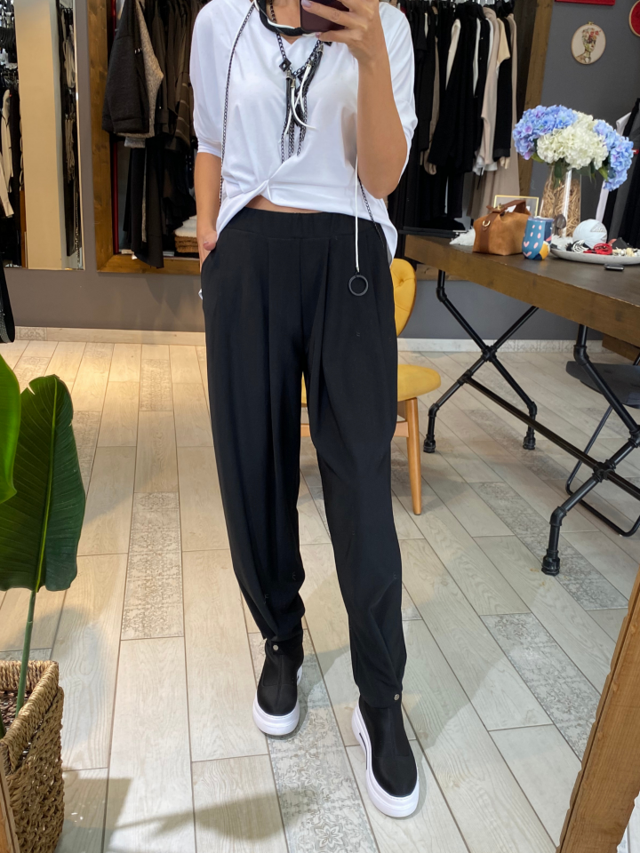 Wayne Çıtçıtlı Paça Pantolon (siyah)