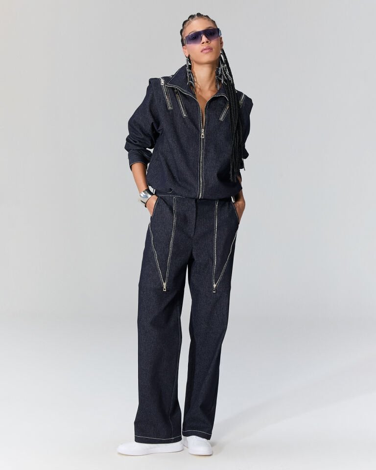 Renes Fermuar Deteyalı Denim Ceket (mavi)