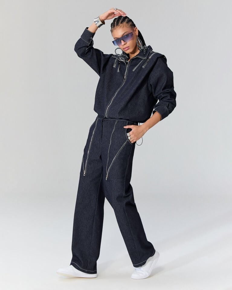 Renes Fermuar Deteyalı Denim Ceket (mavi)