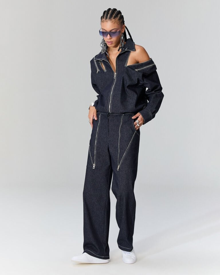 Renes Fermuar Deteyalı Denim Ceket (mavi)