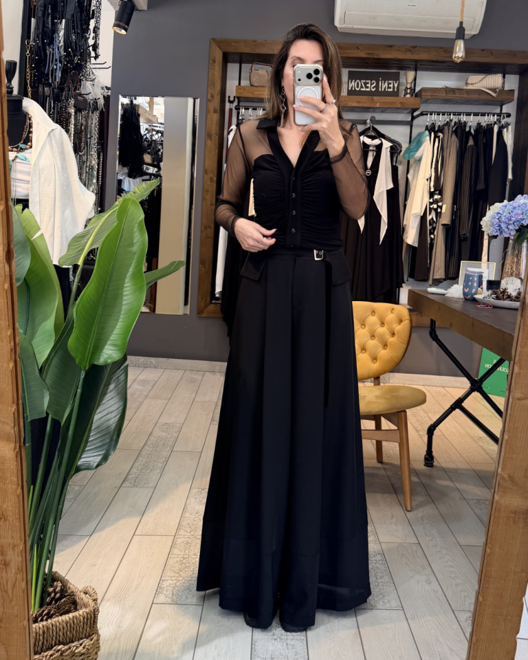 Eva Kemer Detaylı Pantolon (siyah)