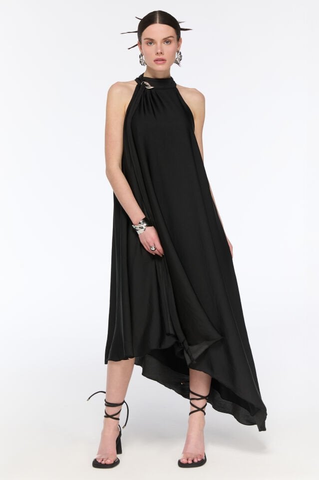 Charlize Asimetrik Elbise (siyah)