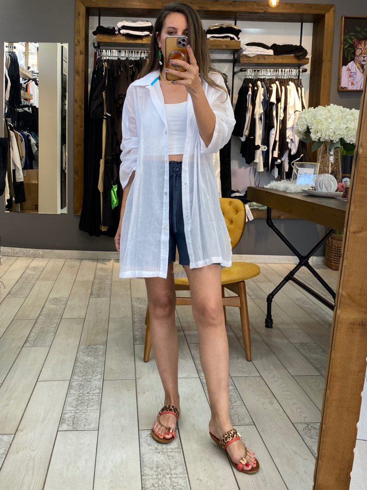 Elisa Hilal ve Göz Desenli Gömlek (beyaz)