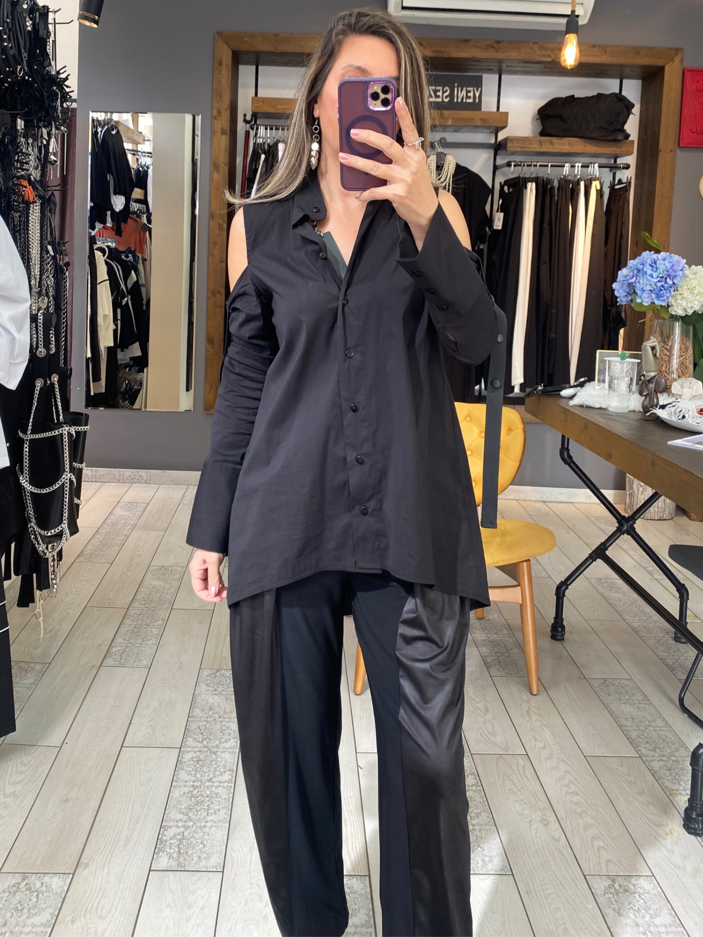 Dia Açık Omuzlu Gömlek (siyah)