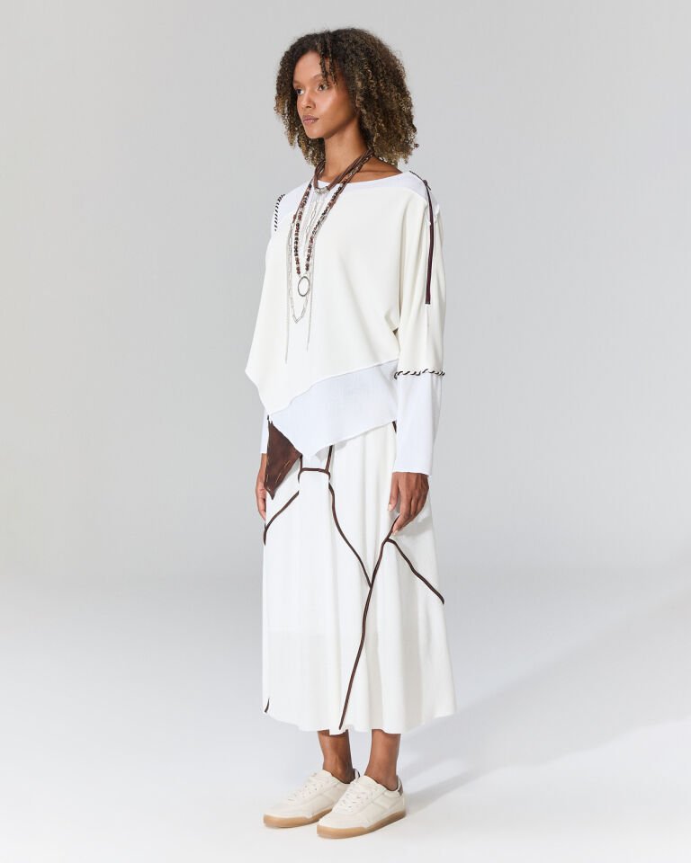 Omzu Fermuar Detaylı Bluz (beyaz)