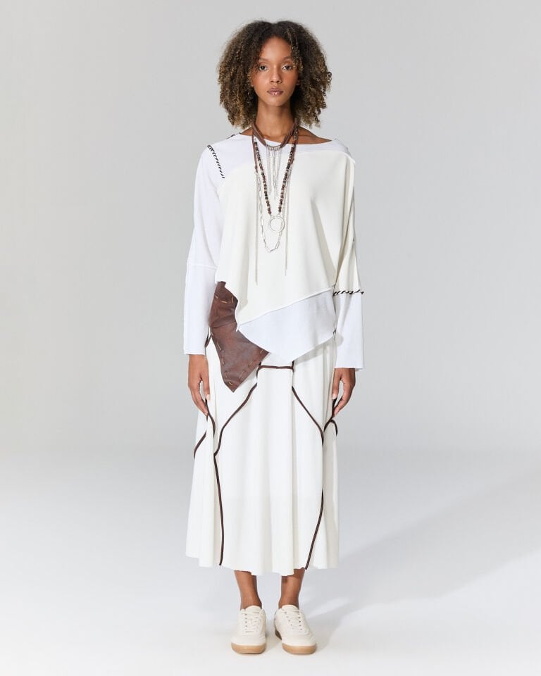 Omzu Fermuar Detaylı Bluz (beyaz)