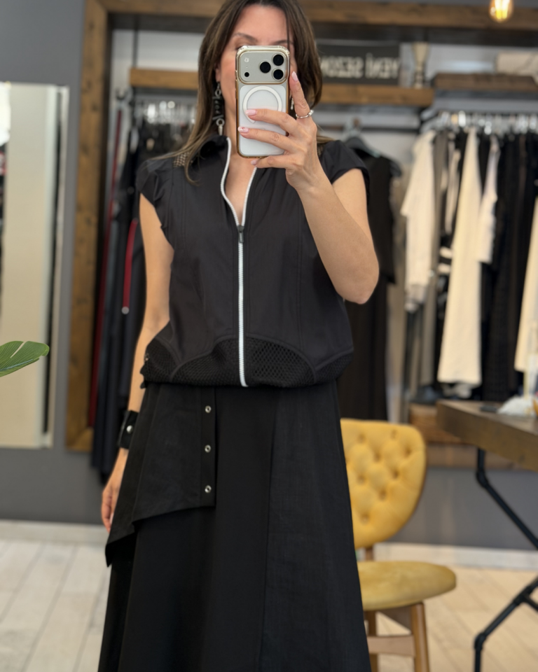 Lina Fileli Gömlek (siyah)
