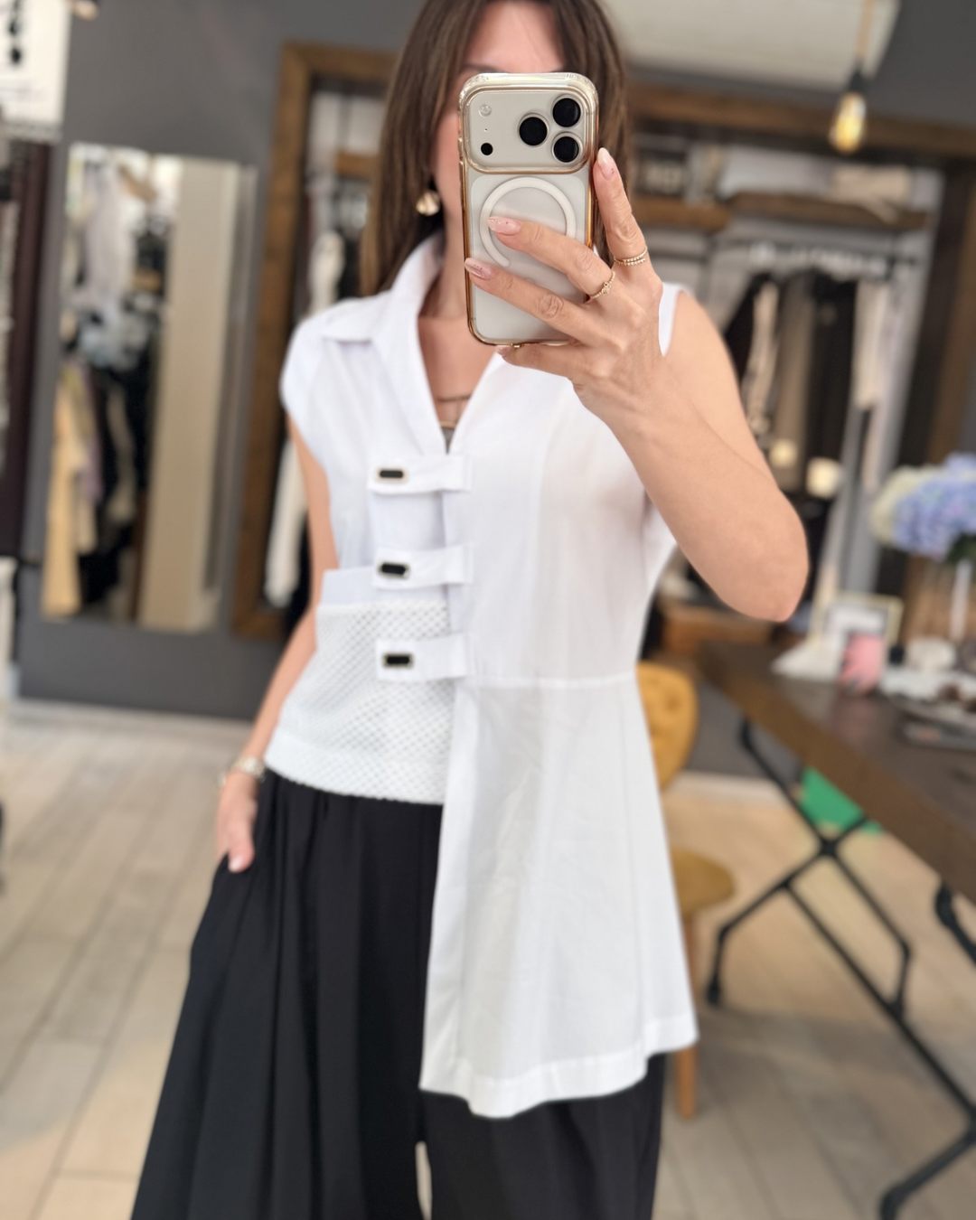 Mira File Cep Detaylı Gömlek (beyaz)