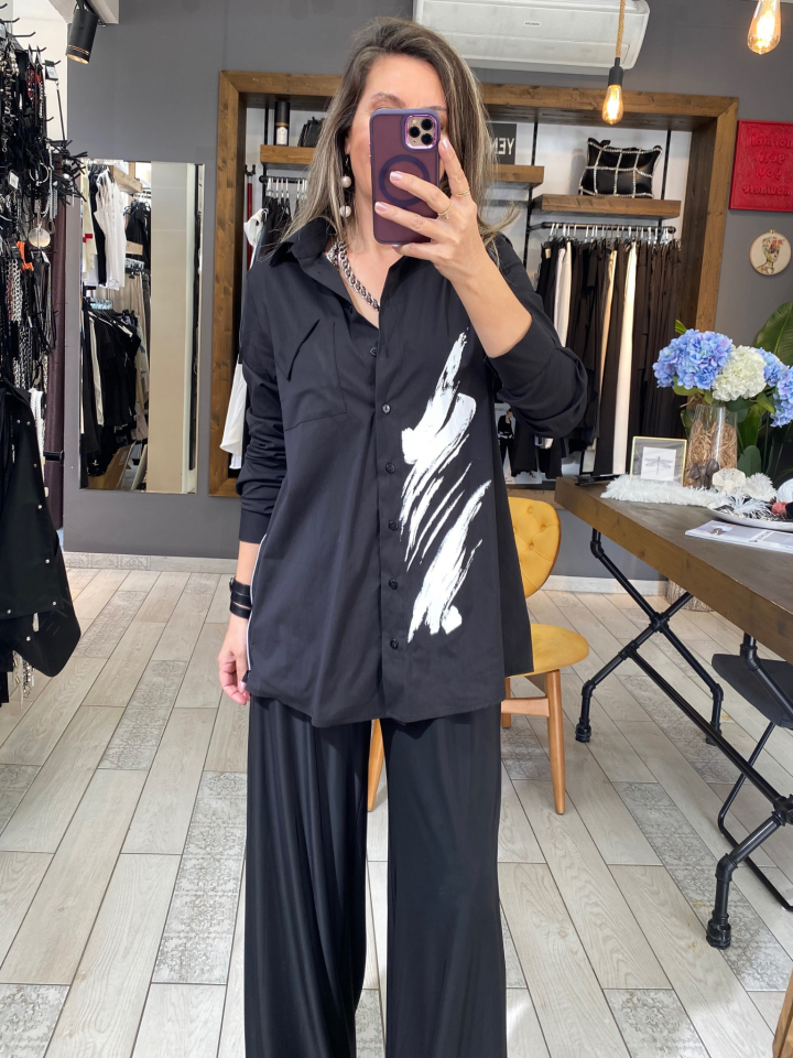 Clay Sırtı Düğme Detaylı Gömlek (siyah)