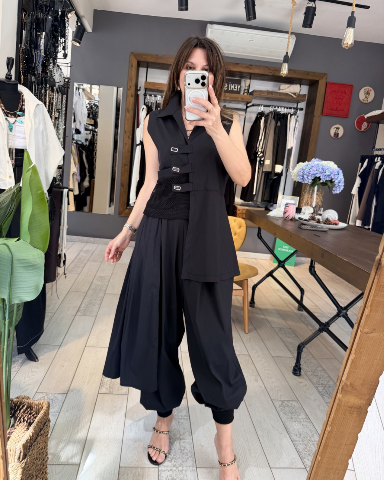 Mira File Cep Detaylı Gömlek (siyah)