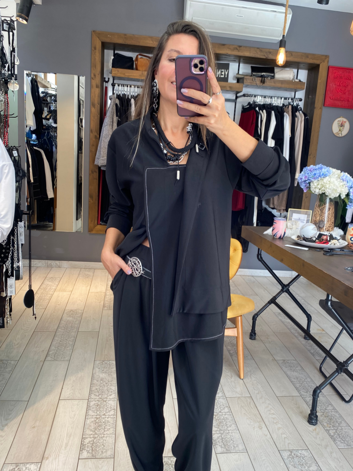 Marino Asimetrik Bluz (siyah)