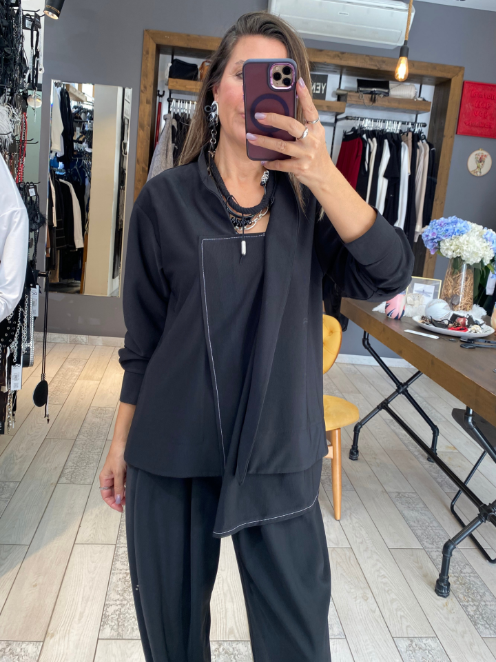 Marino Asimetrik Bluz (siyah)