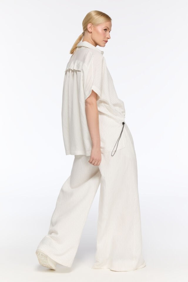 Natalie Çizgili Palazzo Pantolon (beyaz)