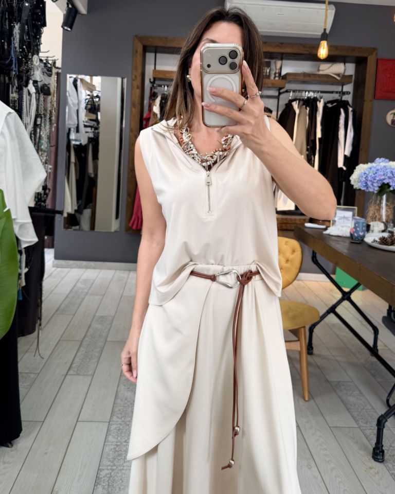 Lauren Fermuarlı Bluz (bej)