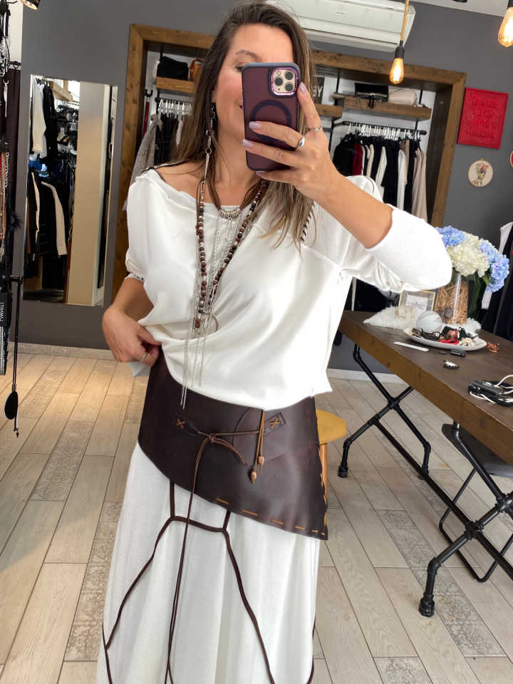 Koyu Kahve Deri Görünümlü Kemer