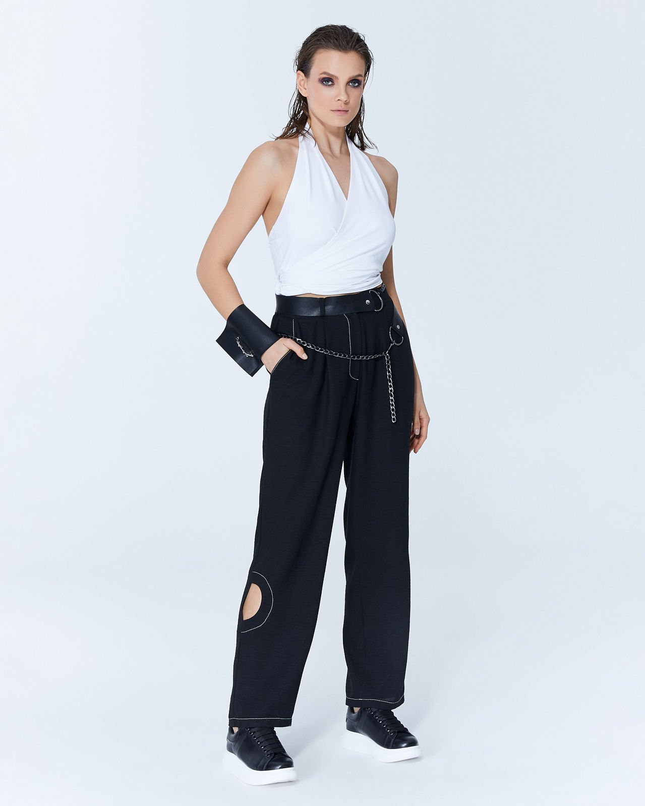 Alison Kruvaze Bağlamalı Crop (beyaz)