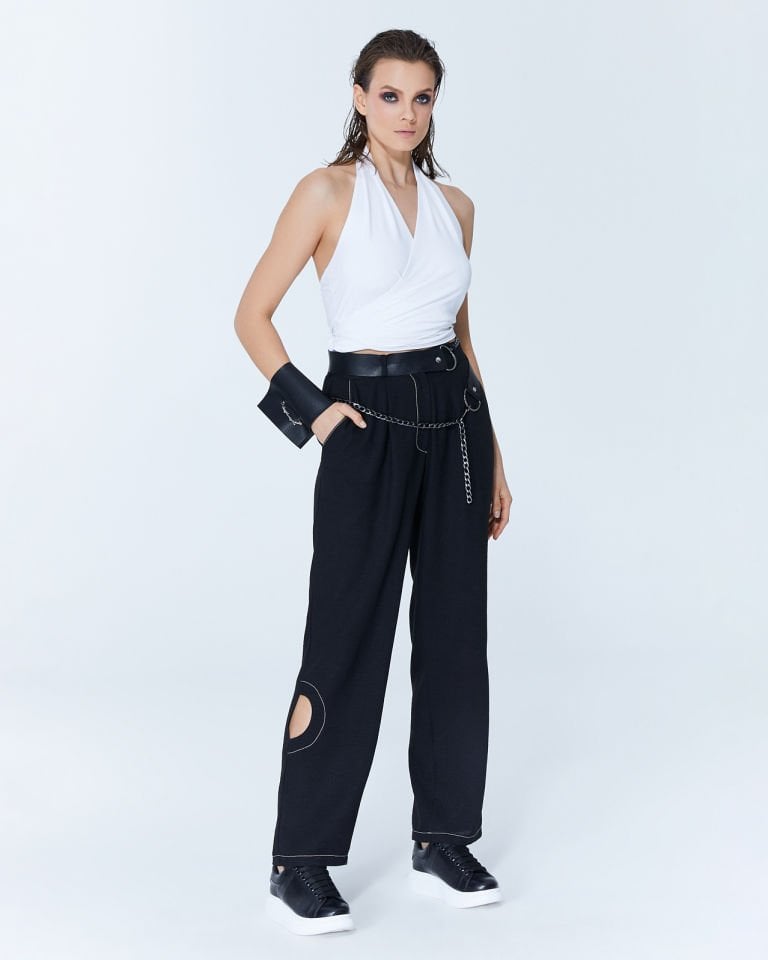 Alison Kruvaze Bağlamalı Crop (beyaz)