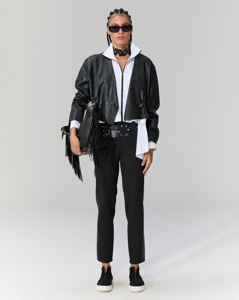 Luca Yanı Krokodil Deri Detaylı Pantolon