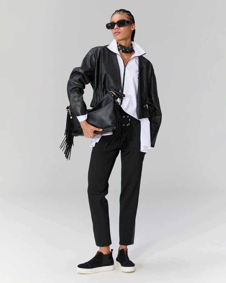 Luca Yanı Krokodil Deri Detaylı Pantolon