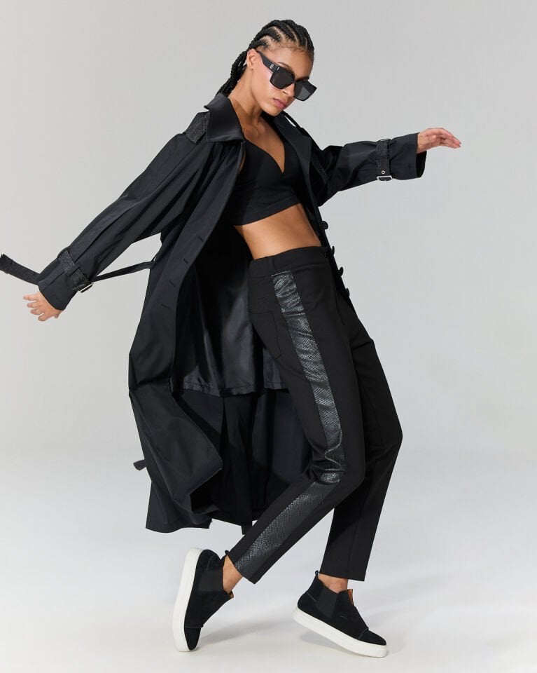 Luca Yanı Krokodil Deri Detaylı Tayt Pantolon