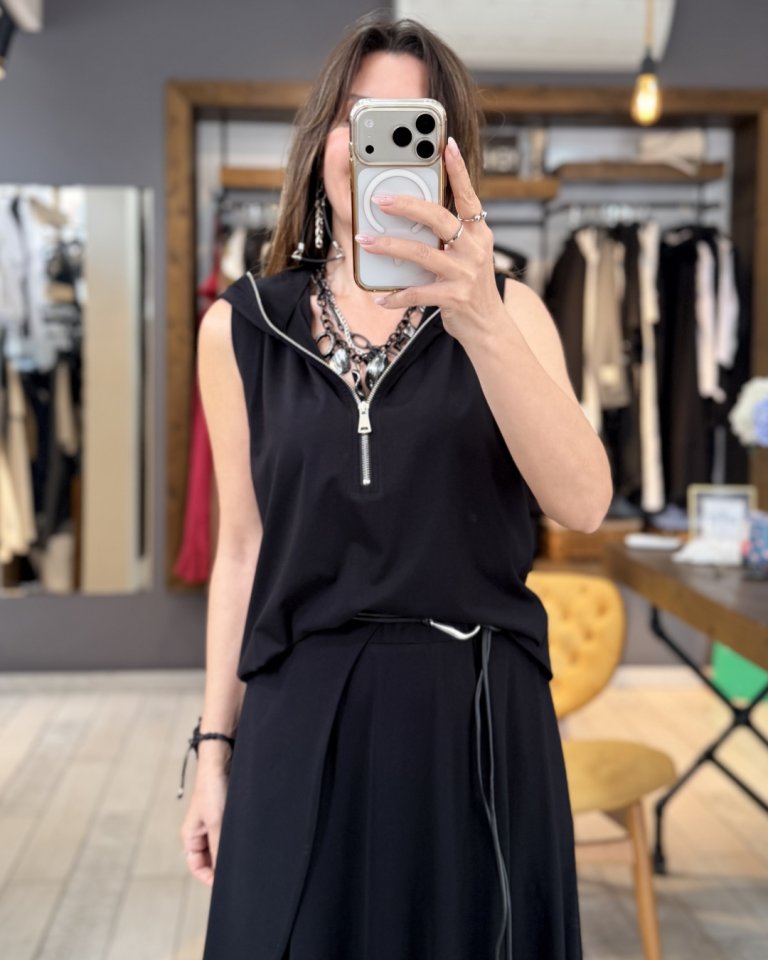 Lauren Fermuarlı Bluz (siyah)