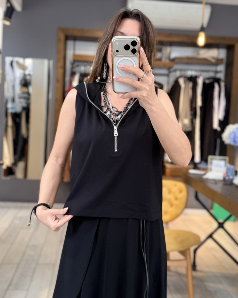 Lauren Fermuarlı Bluz (siyah)